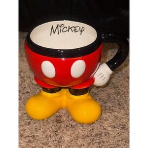 Disney Parks Mickey Mouse 3D Sculpted Body Coffee Mug Red Shorts Yellow Shoes